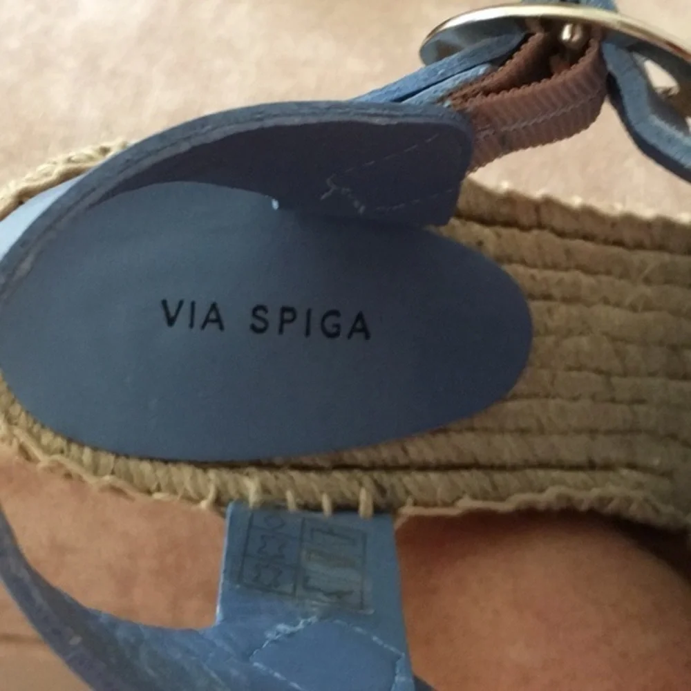 VIA‎ SPIGA Blue Leather Espadrille Wedge